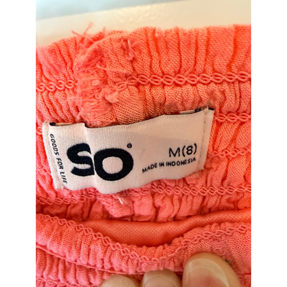 SO Goods For Life Coral Pink Button Front Smocked Midi Skirt Boho Size M 8 - Picture 3 of 3
